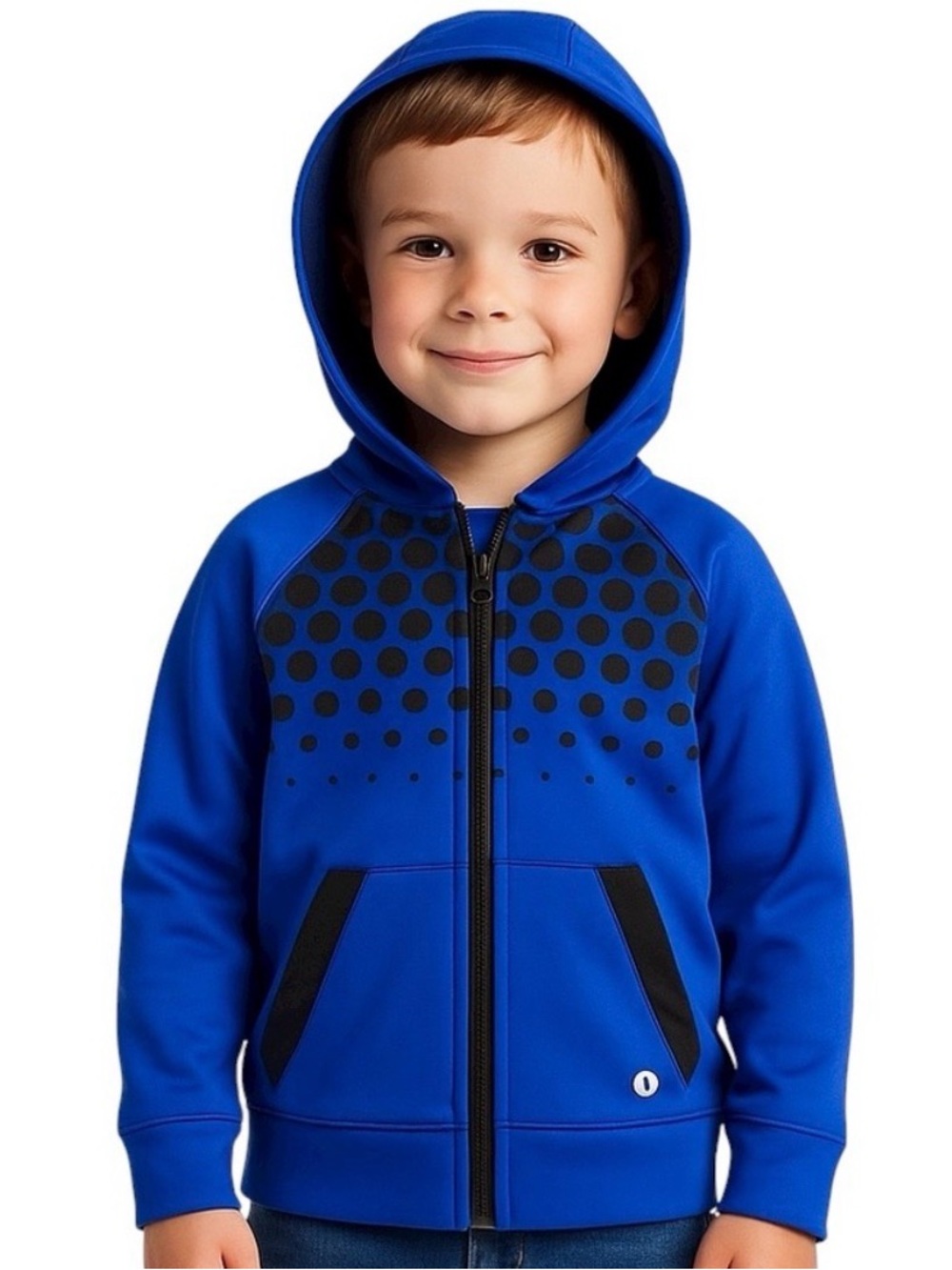 Xersion Boys Blue Full Zip Athletic Hoodie Black Honeycomb Print Size 6